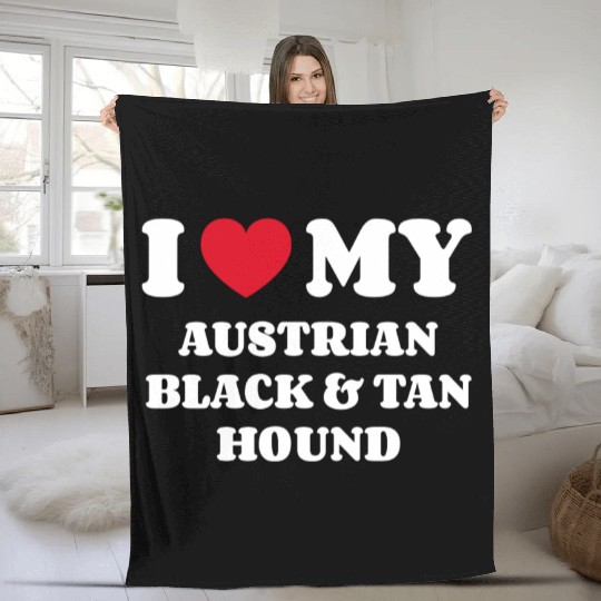 I Love My Austrian Black And Tan Hound Fleece Blankets