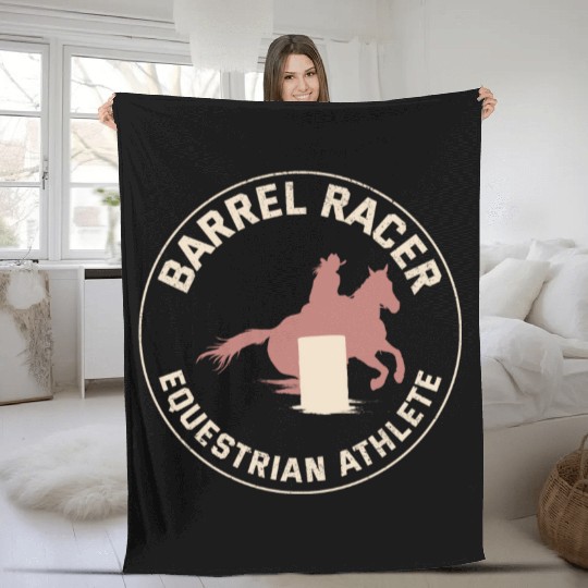 Barrel Racer Rodeo Racing Horse Riding Race Funny Fleece Blankets