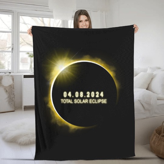 Total Solar Eclipse 4.08.24 Totality Solar Eclipse Fleece Blankets
