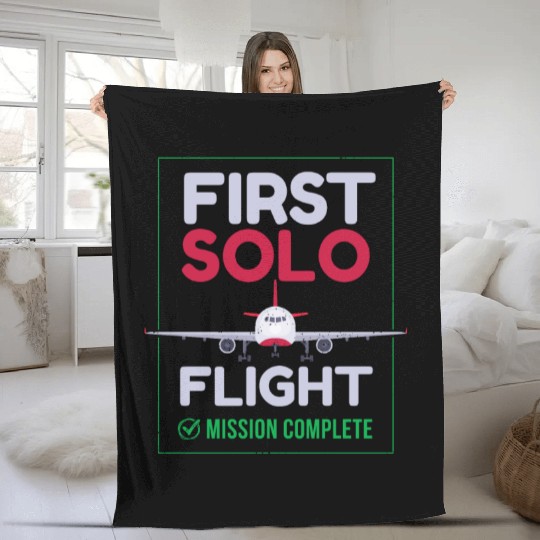 First Solo Flight Airplane First Flight Fleece Blankets
