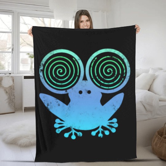 Hypnotic Frog Blue Fleece Blankets