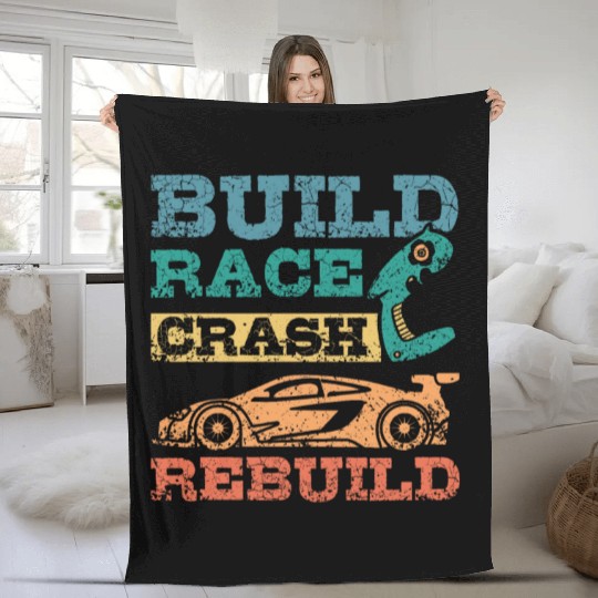 Build race crash rebuild RC car Fleece Blankets
