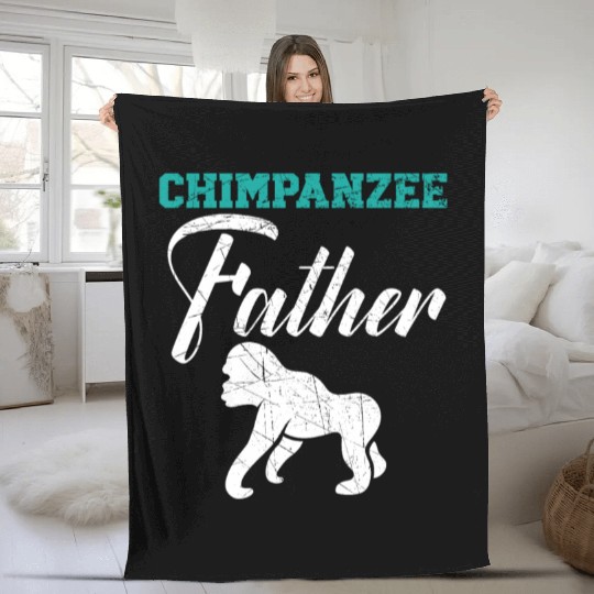 Chimpanzee Father Monkey Wildlife Animal Zookeeper Fleece Blankets