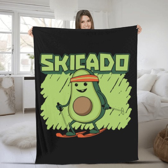 Skiing Skier Ski Fleece Blankets