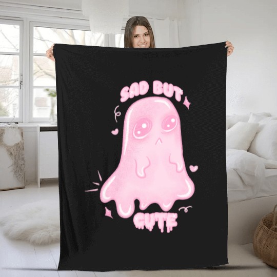 Pastel Goth Ghost | Sad but Cute | Creepy Cute Fleece Blankets