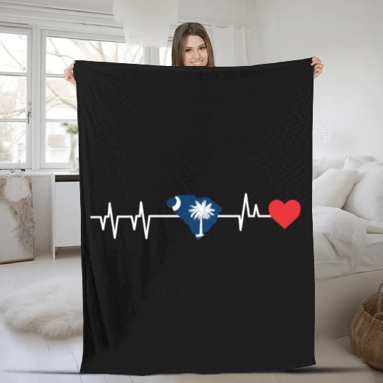 South Carolina Heartbeat Gift Fleece Blankets