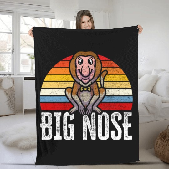 Big Nose Proboscis Monkey Ape Wildlife Zookeeper Fleece Blankets