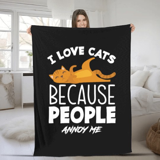 I Love Cats Fleece Blankets