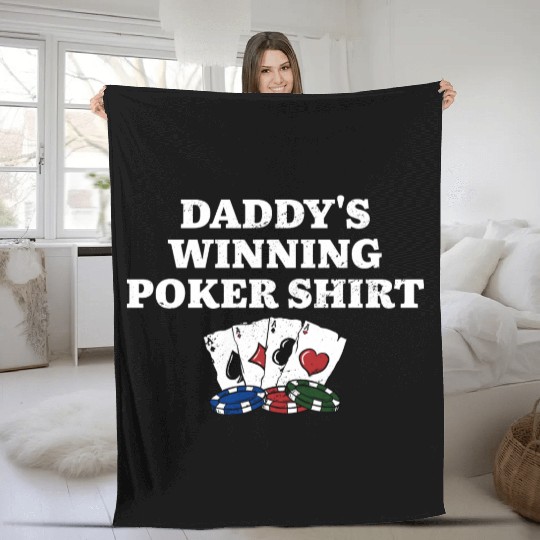 Daddy's Winning Poker Fleece Blankets Card Games Dad Card