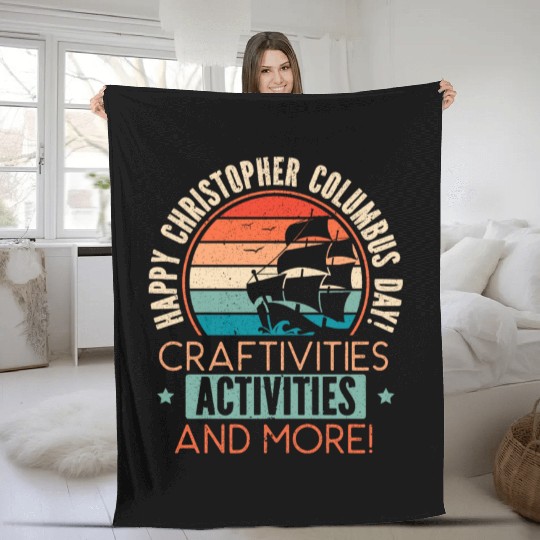 Happy Christopher Columbus Day Italian American Fleece Blankets