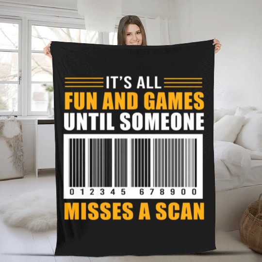 Its All Fun And Games Barcode Funny Postal Worker Fleece Blankets
