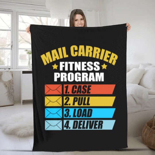 Mail Carrier Fitness Program Funny Postal Worker Fleece Blankets