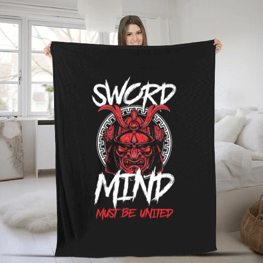 Samurai Katana Manga Honor Fleece Blankets