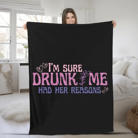 I'm Sure Drunk Me Had Her Reasons/Retro Heart Fleece Blankets