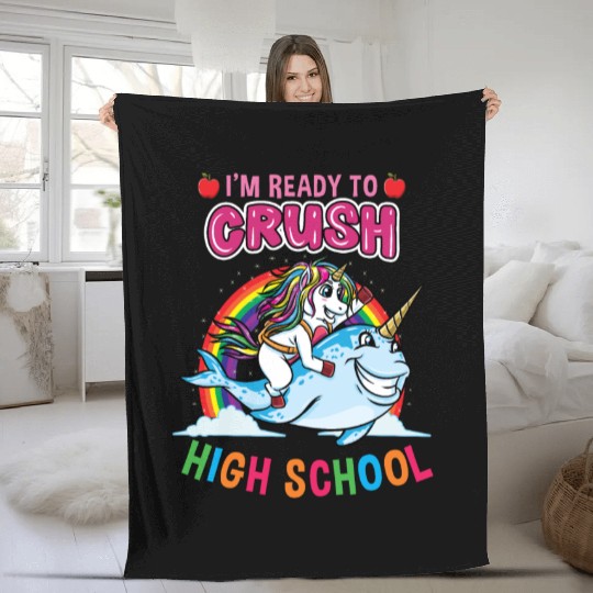 Im Ready To Crush High School Unicorn Girls Fleece Blankets