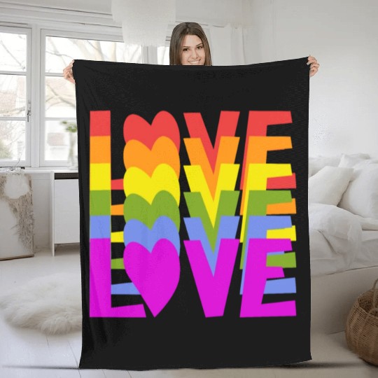 Lgbtq Gay Pride Month Rainbow Love Is Love Fleece Blankets