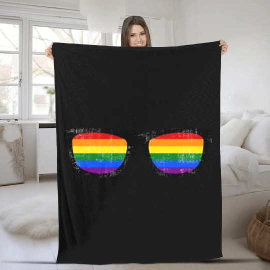 Gay Pride Sunglasses Fleece Blankets