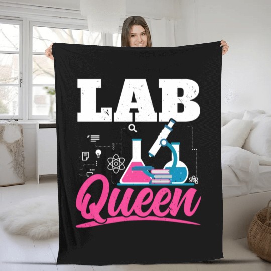 Lab Queen Biologist Science Teacher Biology Major Fleece Blankets