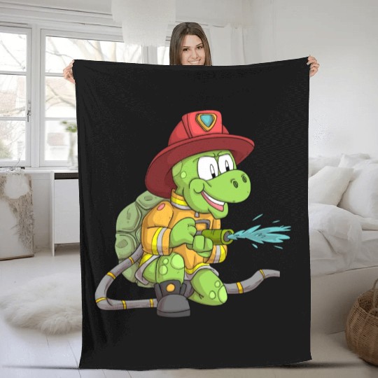Firefighter Turtle Fleece Blankets