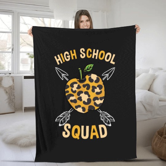 High School Back To School Squad Leopard Print Fleece Blankets
