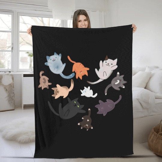 Chibi Cat Heart Fleece Blankets