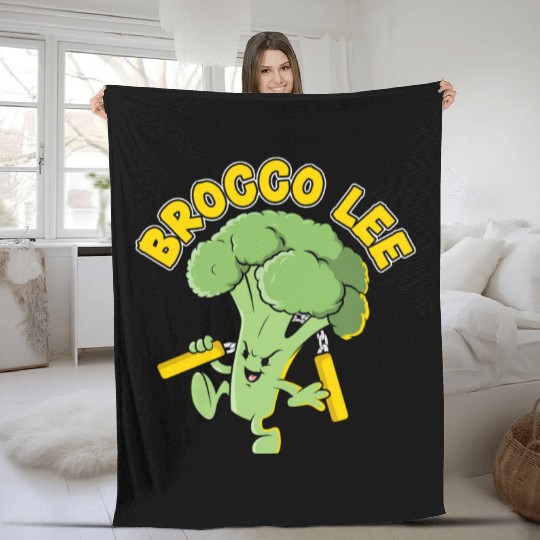 Brocco Lee Vegetable Vegetarian Vegan Broccoli Fleece Blankets