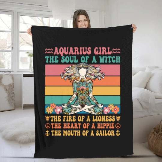 Aquarius Girl Astrology Sign Fleece Blankets