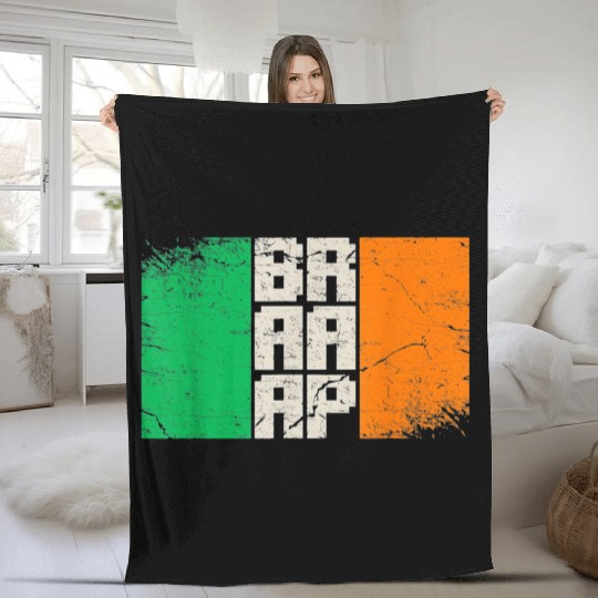 Dirt Biker Irish flag motocross Fleece Blankets