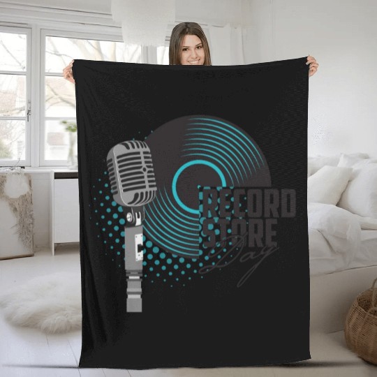 guitar and a microphone for the concert Fleece Blankets