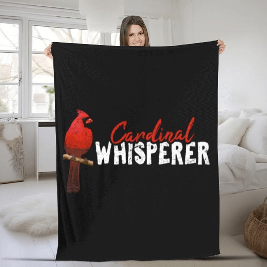 Cardinal Whisperer Northern Cardinal Bird Red Card Fleece Blankets