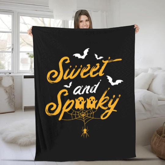 Sweet And Spooky Trick Or Treat Scary Halloween Fleece Blankets