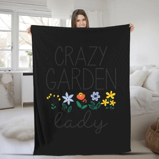 Crazy Garden Lady Fleece Blankets