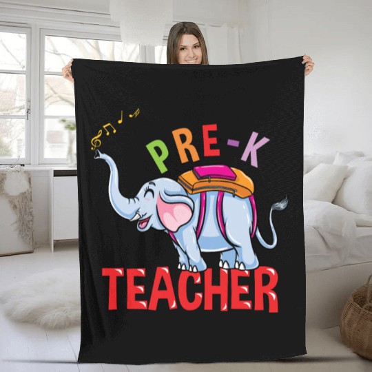Back To School Elephant Pre-K Teacher Fleece Blankets