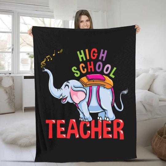 Back To School Elephant High School Teacher Fleece Blankets