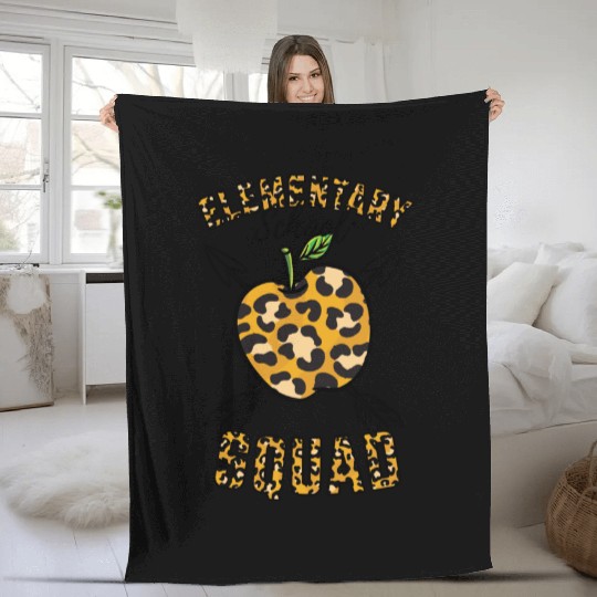 Elementary School Squad Teacher Leopard Print Fleece Blankets