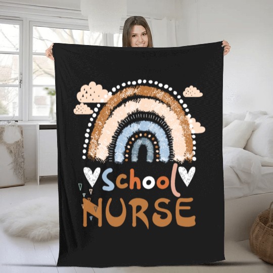Cute Rainbow Leopard Print School Nurse Fleece Blankets