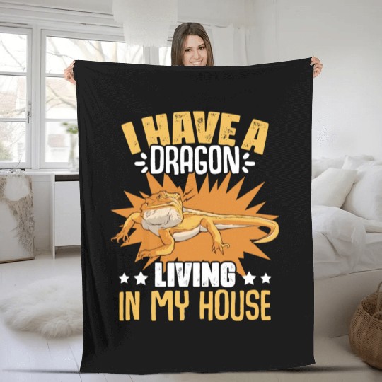 Funny Bearded Dragon Pet Humor For Reptile Fans Fleece Blankets