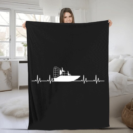 Cool Airboat Heartbeat Fleece Blankets