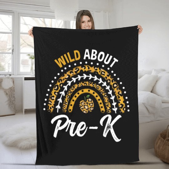Wild About Pre-K Teacher Rainbow Fleece Blankets