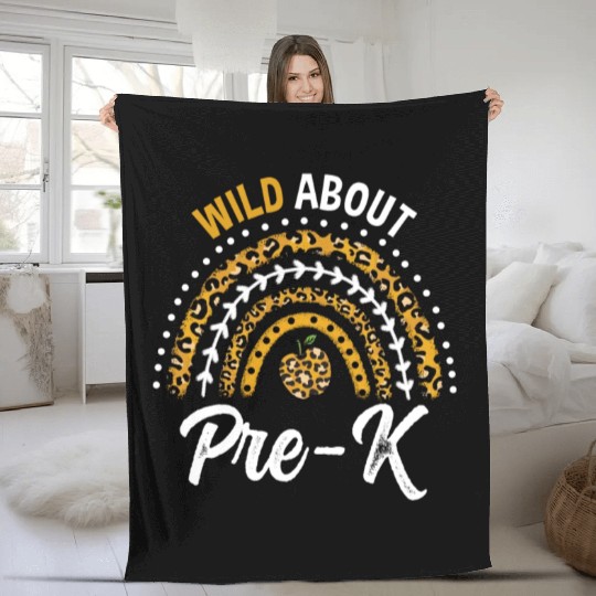 Wild About Pre-K Teacher Rainbow Fleece Blankets