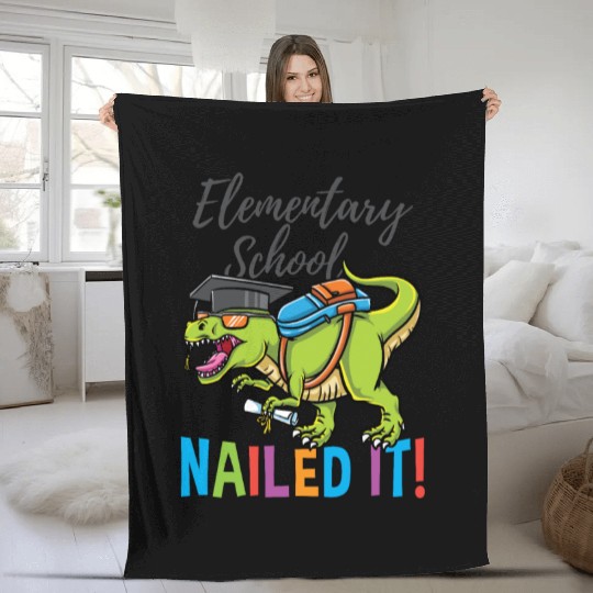 Elementary School Nailed It Dinosaur Graduation Fleece Blankets