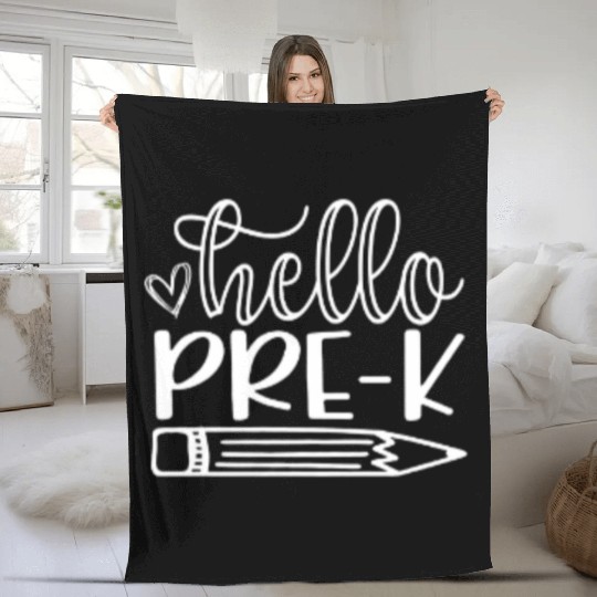 Hello Pre-k Back to School Student Teacher Funny Fleece Blankets