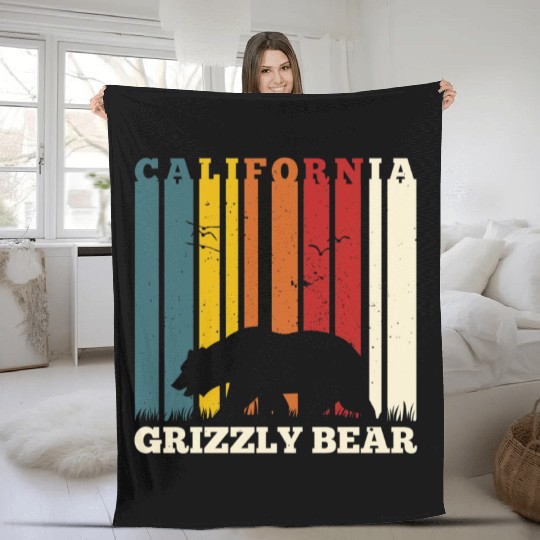 California Bear Retro Fleece Blankets