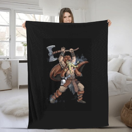 Norse Viking Warrior Fleece Blankets