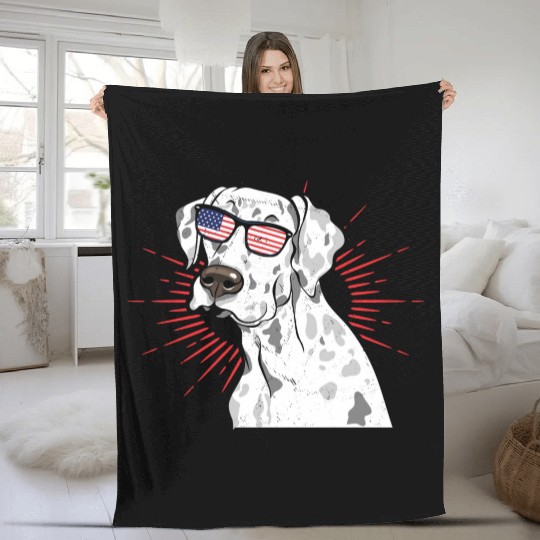 Dalmatian Dog Lover 4th of July Fleece Blankets