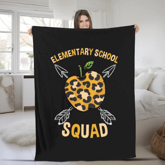 Elementary School Squad Leopard Print Fleece Blankets