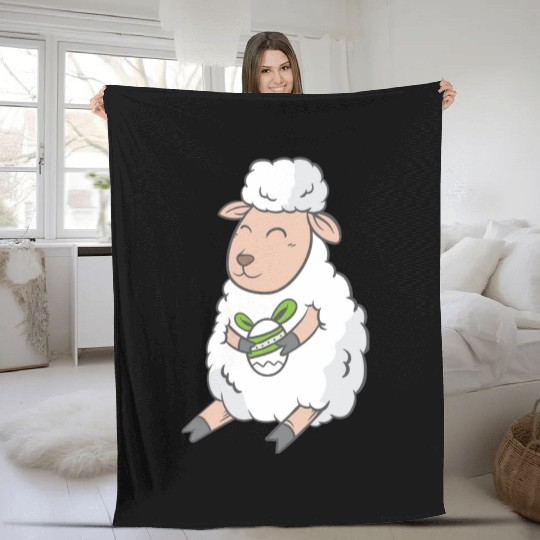 Cute Easter Egg Happy Animal Sheep Gift Fleece Blankets
