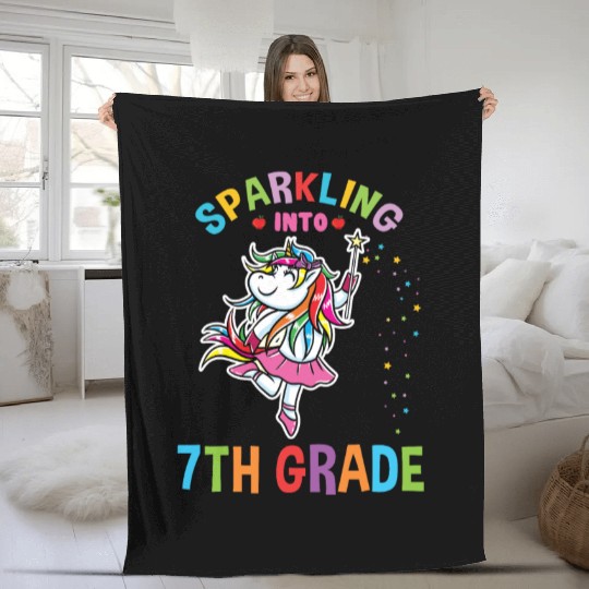Sparkling Into 7th Grade Back To School Fleece Blankets