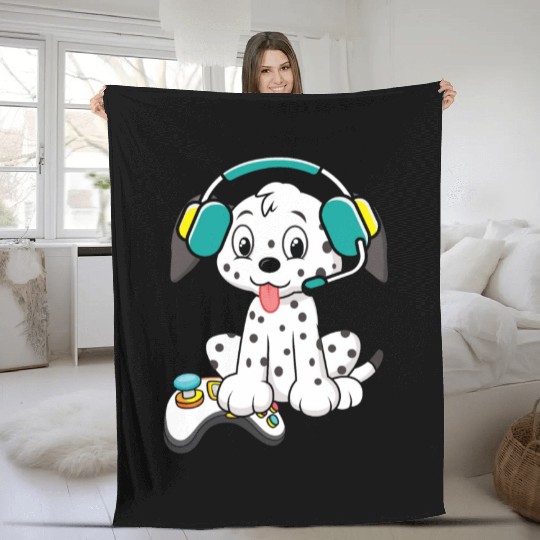 Video Game Player Paw Puppy Breeder Dalmatian Dog Fleece Blankets