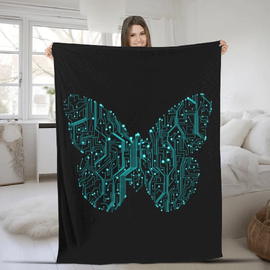 Cyberpunk Butterfly Fleece Blankets